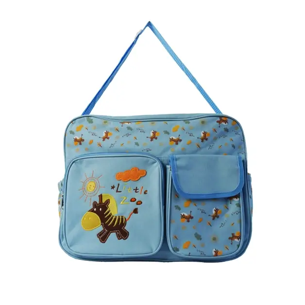 blue little zoo zebra diaper bags