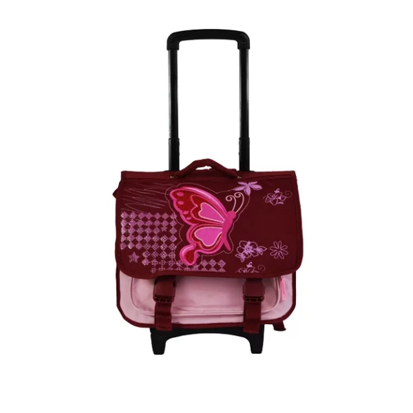 butterfly embroidery girl trolley school bag