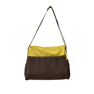 flower embroidery yellow shoulder diaper bags