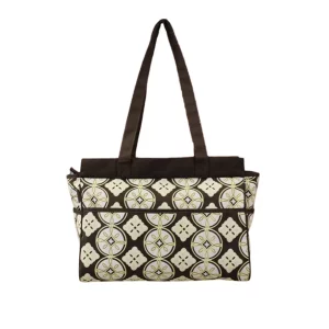 full print microfiber tote diaper bag