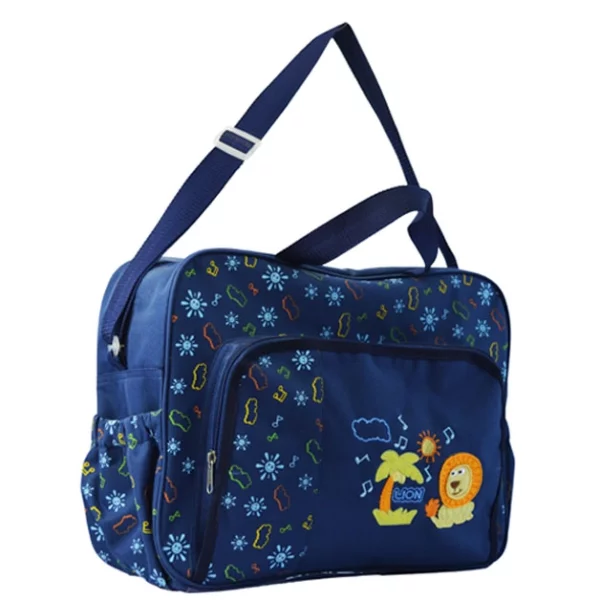 lion embroidery waterproof baby diaper bags front