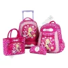 pink flower set school bags for girls