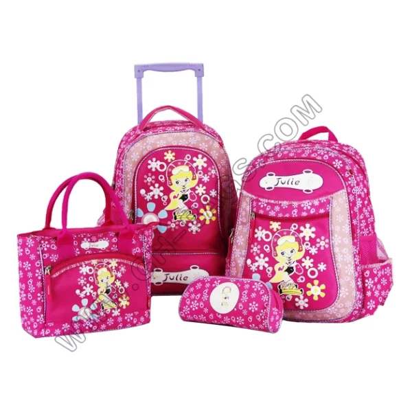 pink flower set school bags for girls