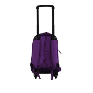 purple trolley school backpack on wheels