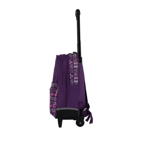 purple trolley school backpack on wheels