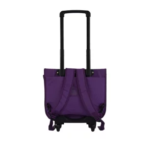 purple trolley school bag on wheels