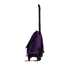 purple trolley school bag on wheels