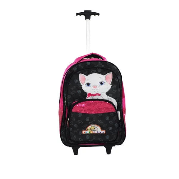 satin cat trolley school bags