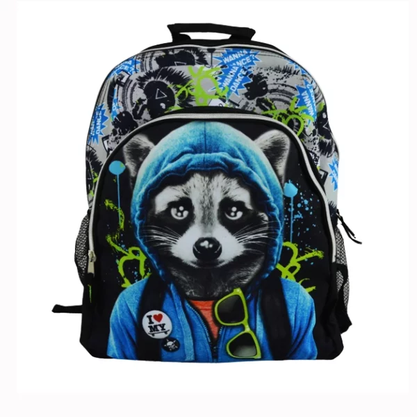 sliver zipper 3d animal print backpacks