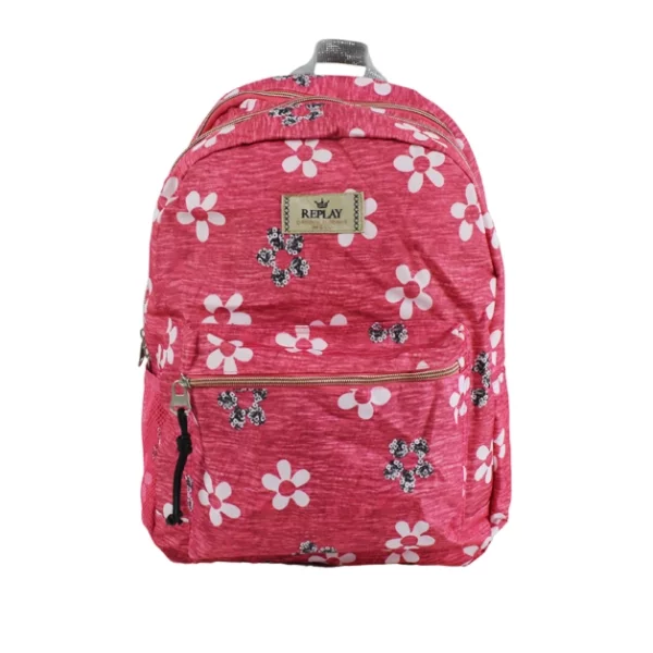 sliver webbing backpacks with flower print