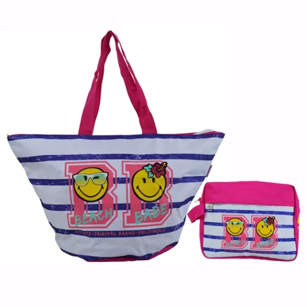 large strap beach bags with pouch