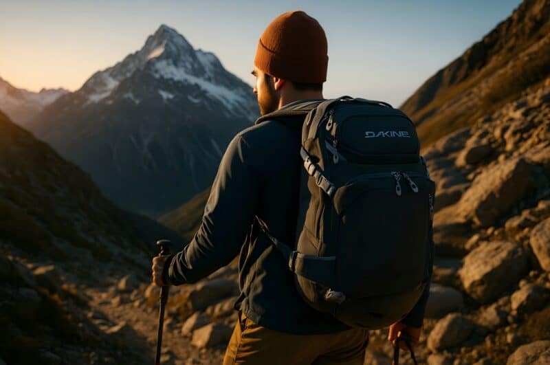 dakine backpack used during mountain hike