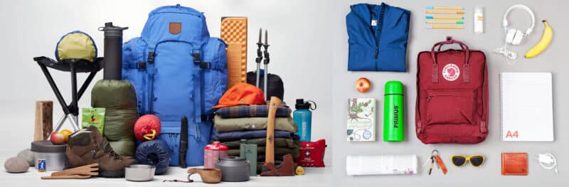 fjällräven backpack lineup including kajka and re kånken