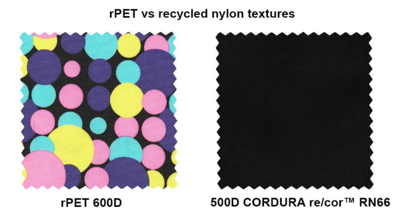 rpet and recycled nylon comparison fabric texture