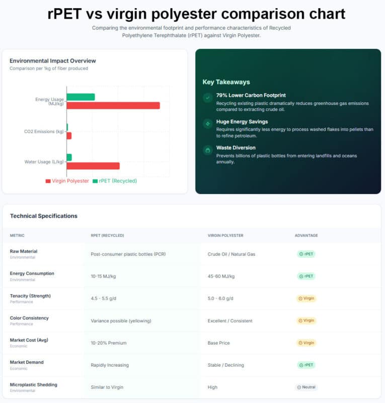 rpet vs virgin polyester comparison chart