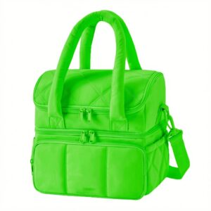 Quilted Insulated Puffer Lunch Bag Neon Green