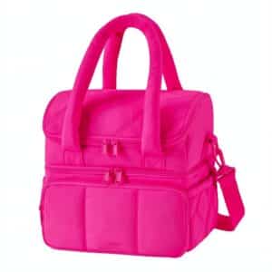 Quilted Insulated Puffer Lunch Bag Neon Pink