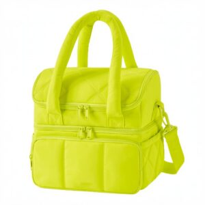 Quilted Insulated Puffer Lunch Bag Neon Yellow