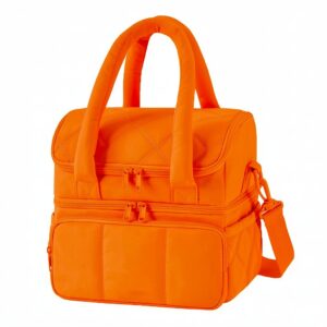 Quilted Insulated Puffer Lunch Bag Neon orange